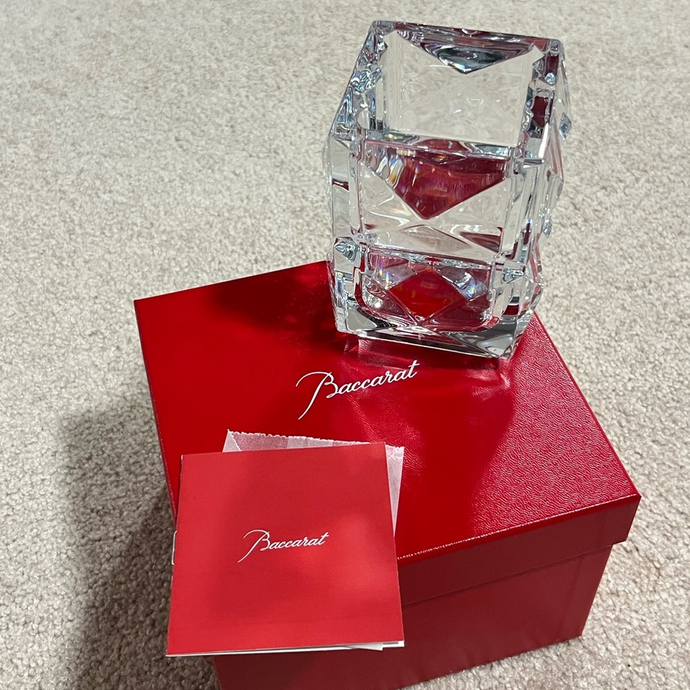 Baccarat Crystal Vase / Pencil Holder Brand New in red box w authentic card